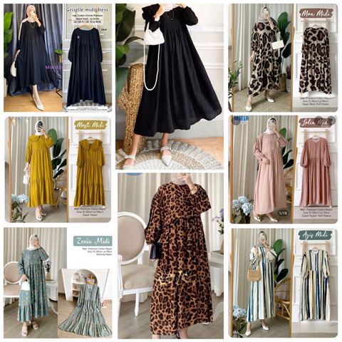 Sanso Midi Dress Rayon Viscose Busui Premium Motif Bunga Kecil TERBARU