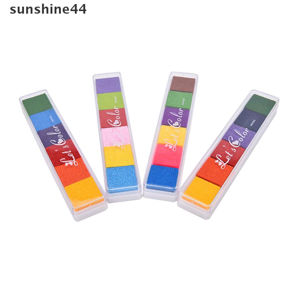 Sunshine Bantalan Tinta Stempel Karet 6 Warna Tidak Beracun Untuk DIY Craft