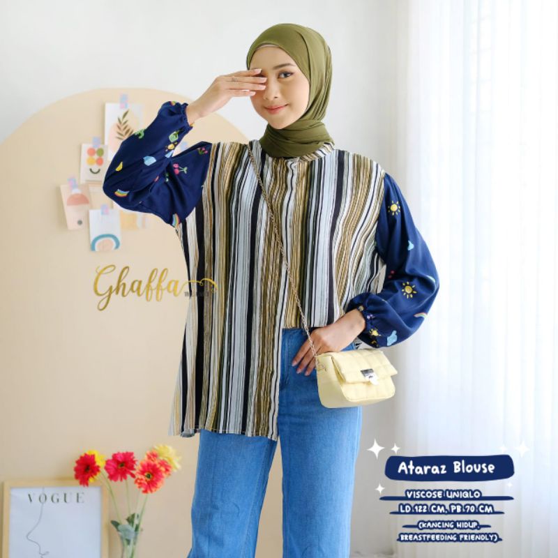 Ataraz blouse motif 2in1 viscose by ghaffa the label