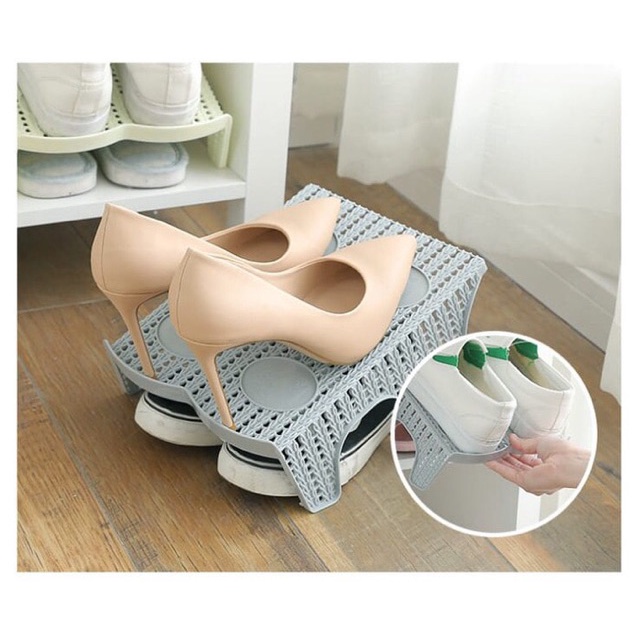 Japanese style double shoe rack - stackable shoe rack organizer