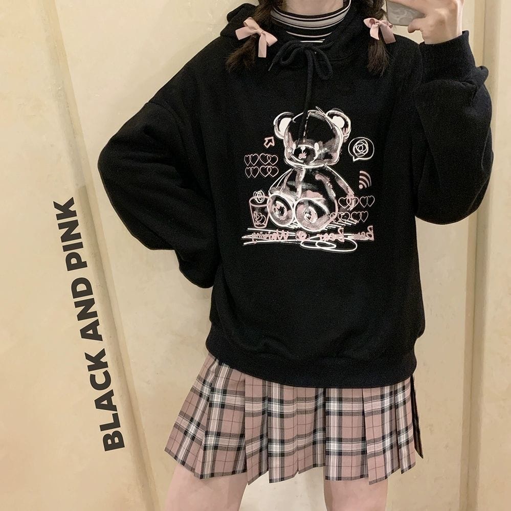 MYSTIQUE.ID-HOODIE EMO BEAR LUCU DAN AESTHETIC