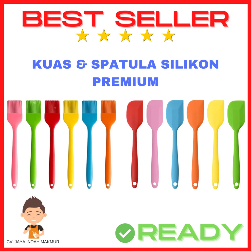 Kuas dan Spatula Silikon Cake Brush Silicone Premium Tahan Panas Adonan 21cm dan 28cm