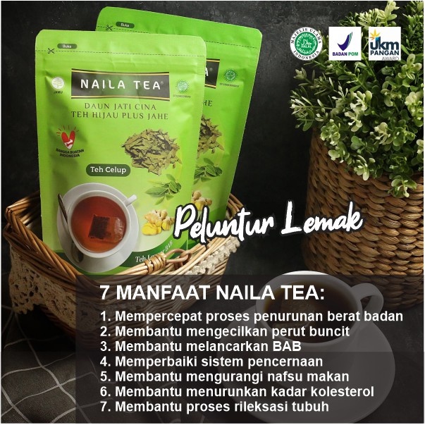 Naila Tea Peluntur Lemak - DAUN JATI CINA PLUS JAHE