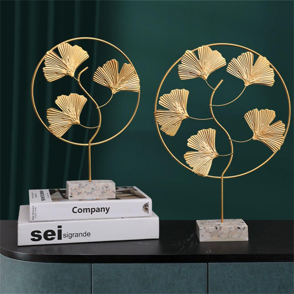 Nanas Gingko Turtle Daun Ornamen Aksesoris Desktop Kerajinan Tangan Golden Art Figurine