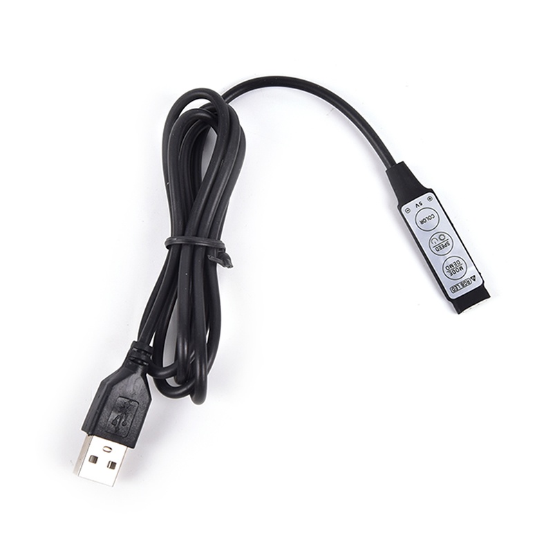 (LUCKID) Controller Lampu Strip LED RGB DC 5V 3 Tombol 4 Pin Dengan Port USB
