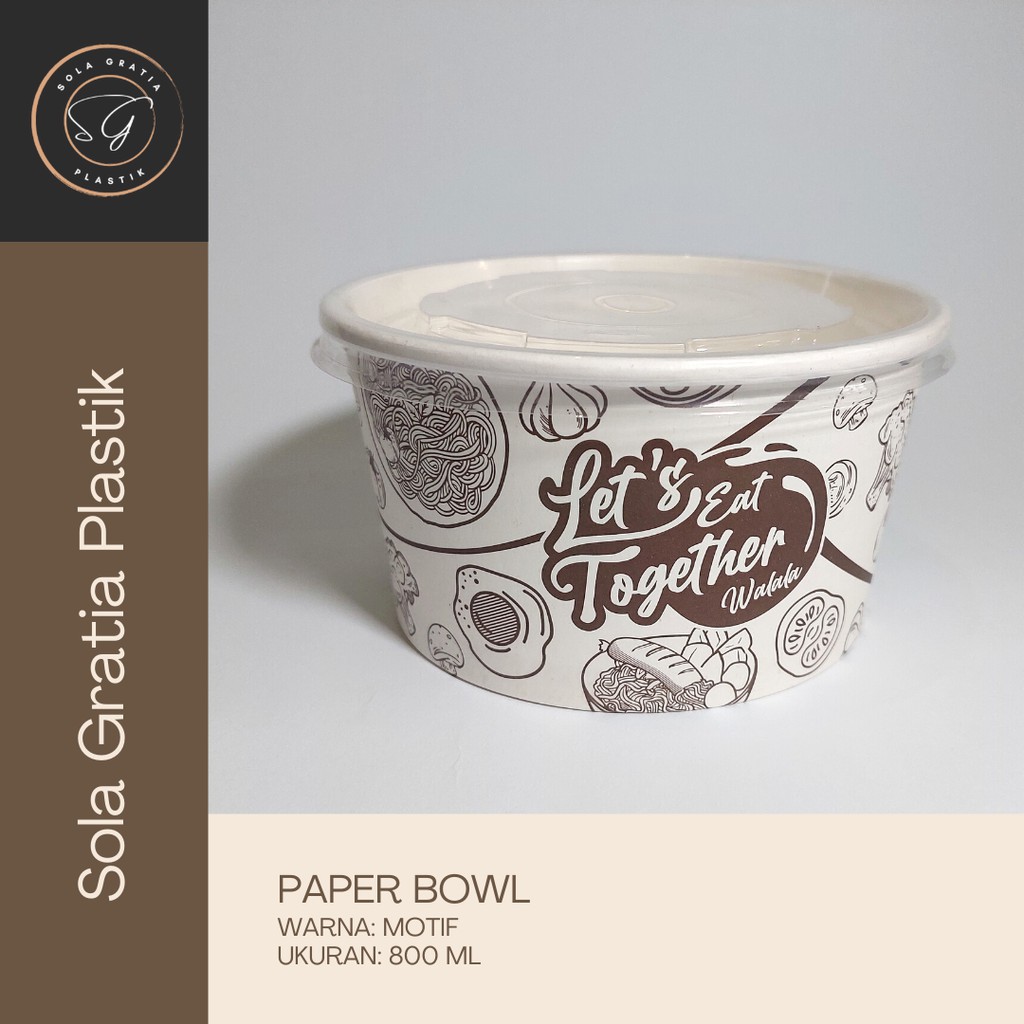 iDk90 Paper Bowl 800 mL (27 oz) Motif - Mangkok Kertas + Tutup