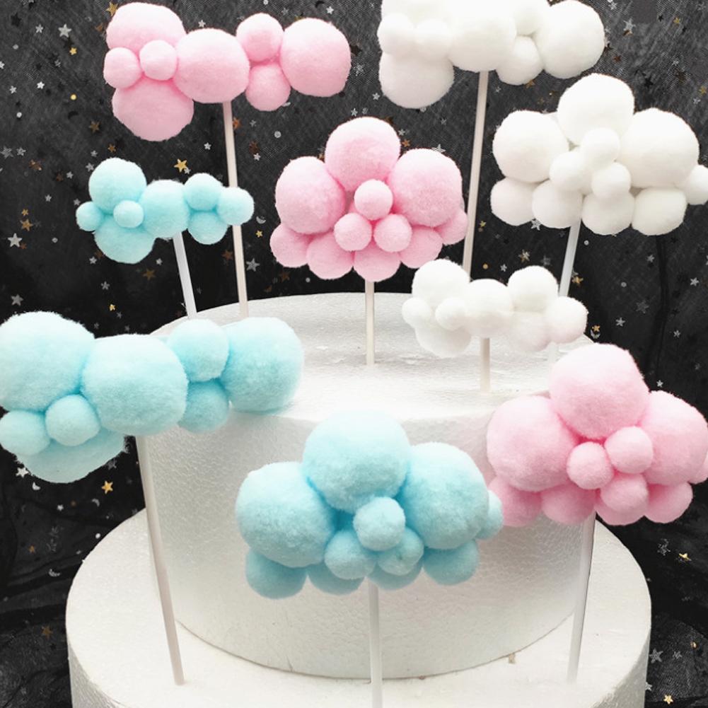 Cute Colorful Hairball Clouds Cake Topper Happy Birthday Party Decor Kids Boy Girl Clouds Cake Decor Birthday Party