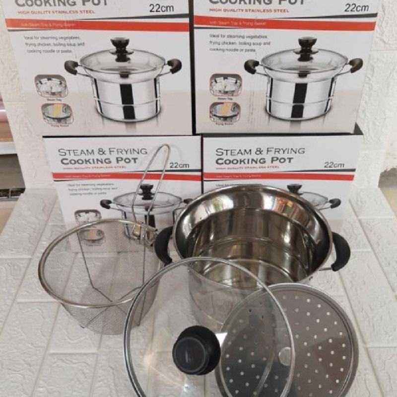 STEAM &amp; FRYING COOKING POT 22CM