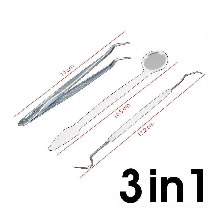 [BISA COD] Alat Pembersih Karang Gigi 3 In1 Dental Instrument Hook Pinset Kaca Set Pembersih Karang Gigi Perawatan Gigi