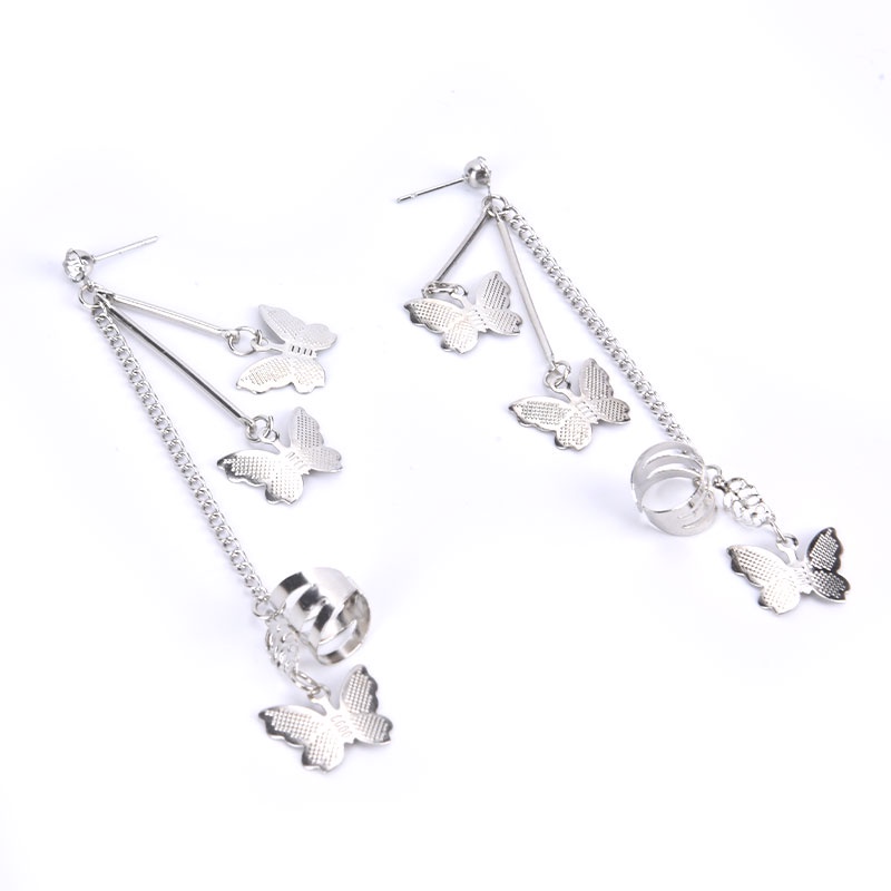 Hbid Anting Klip Kait Bentuk Kupu-Kupu Bahan Stainless Steel Untuk Wanita