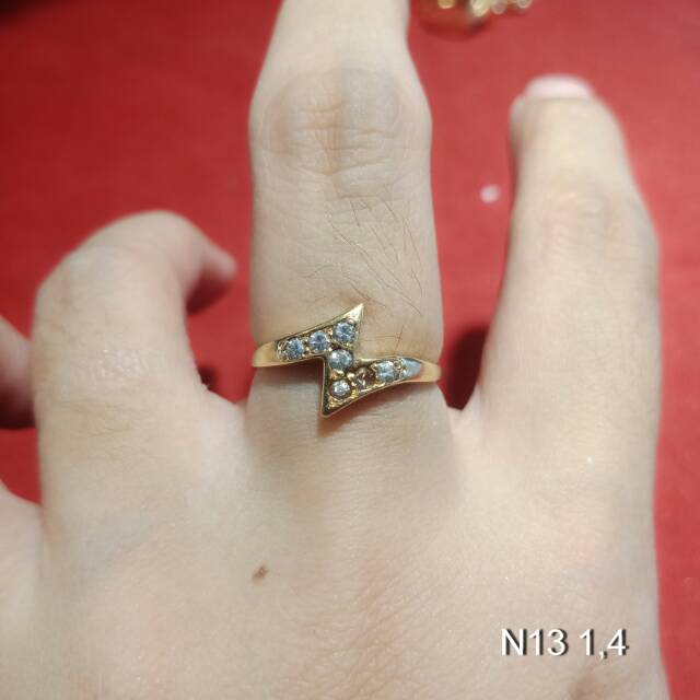 Cincin No 13 anak dan dewasa emas asli kadar 700 70% 22 1 2 g gr gram gold kuning selisih lilit wajik diamond batu