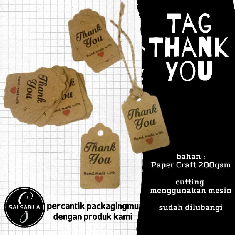 

{{ Salsabila }} hang tag THANK YOU thanks kraft handmade with love HANGTAG Thank You Paper Craft