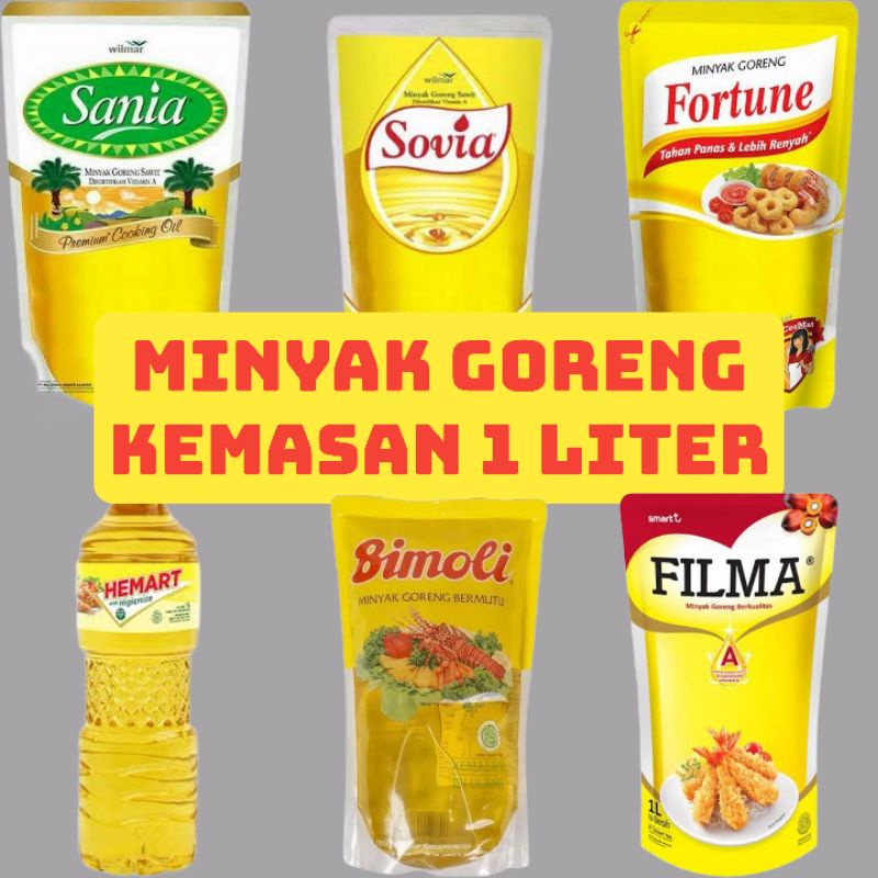 

MINYAK GORENG 1LITER SANIA,FORTUNE,SOVIA,BIMOLI,FILMA,HARUMAS,CAMAR