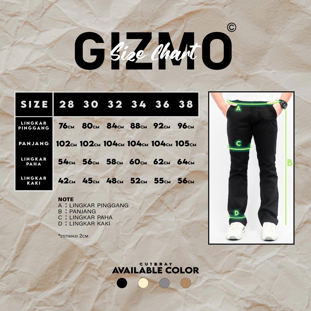 Gizmo Celana Chino Cutbray Hitam