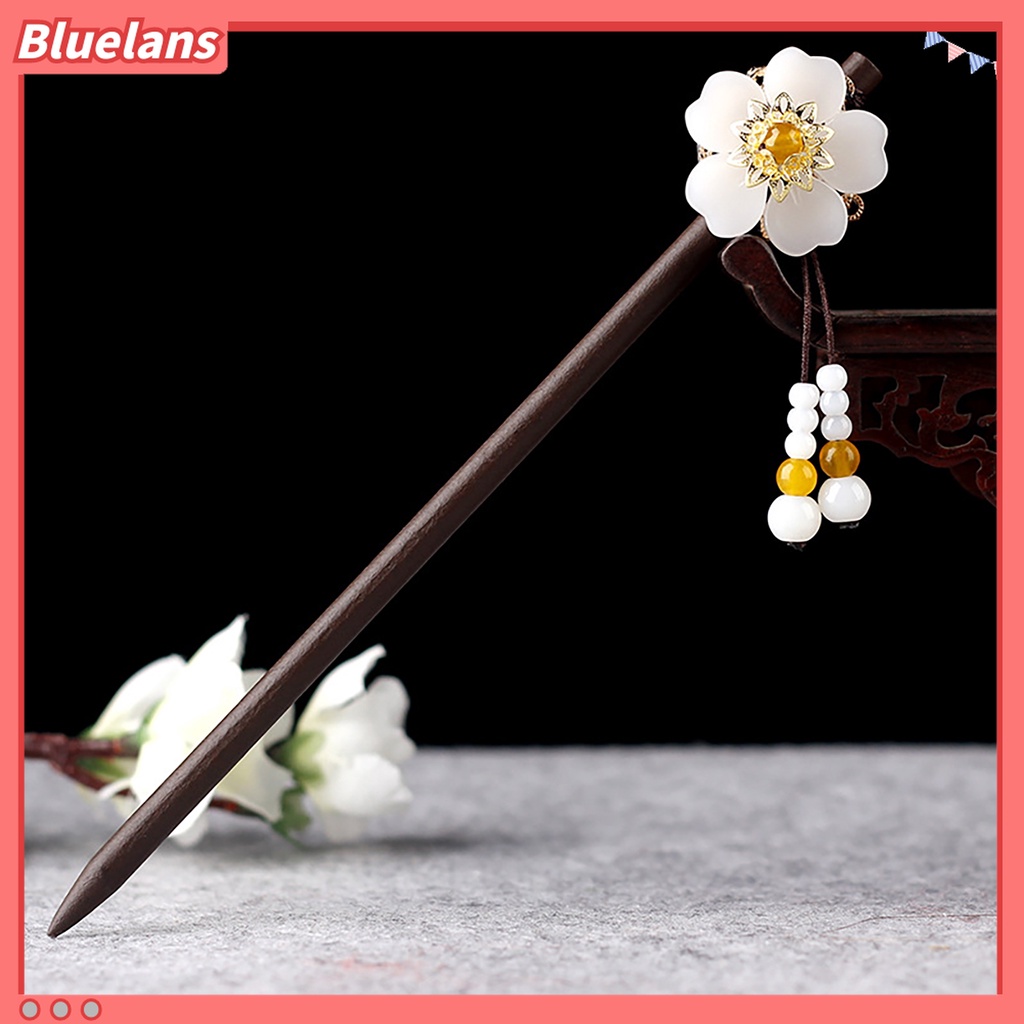 Bluelans Jepit Rambut Model Rumbai Bahan Kayu Gaya China Vintage Untuk Wanita