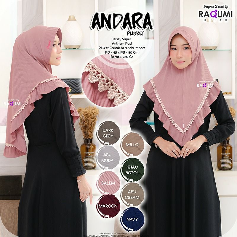 Andara plisket raqumi hijab