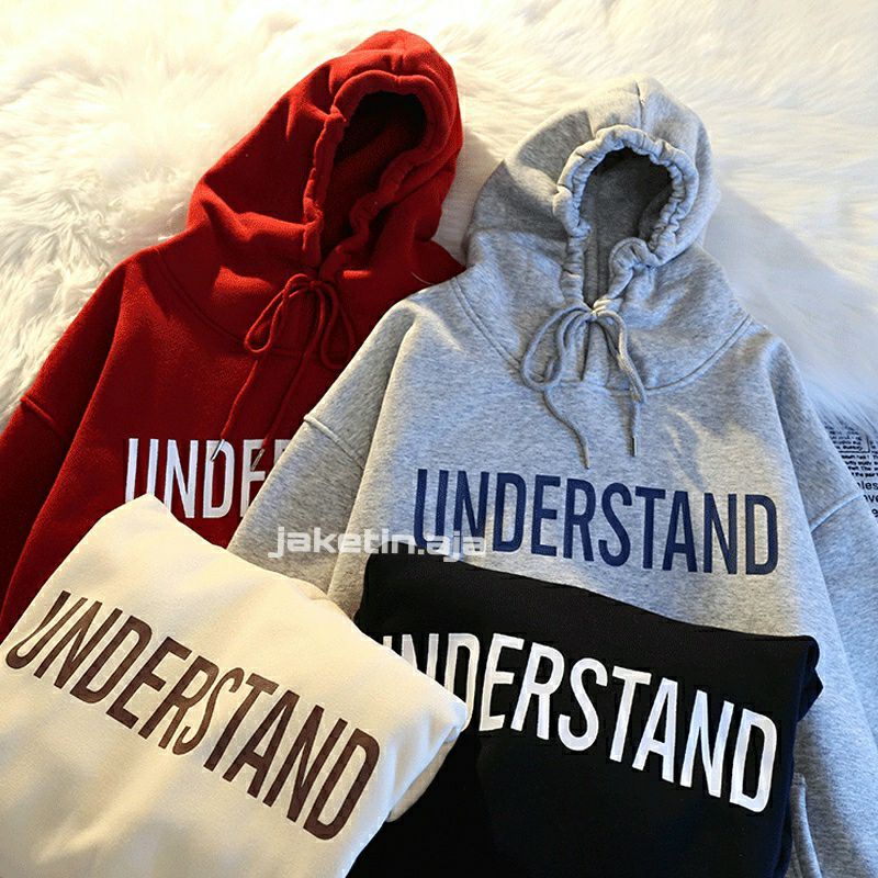 (S - 6XL) Hoodie BIG SIZE UNDERSTAND Jaket JUMBO Jumper Street Style Harajuku Korean Style OVERSIZE Unisex S M L XL XXL 3XL XXXXL 5XL Fleece Pria Wanita Cream Maroon Grey Abu Muda Merah