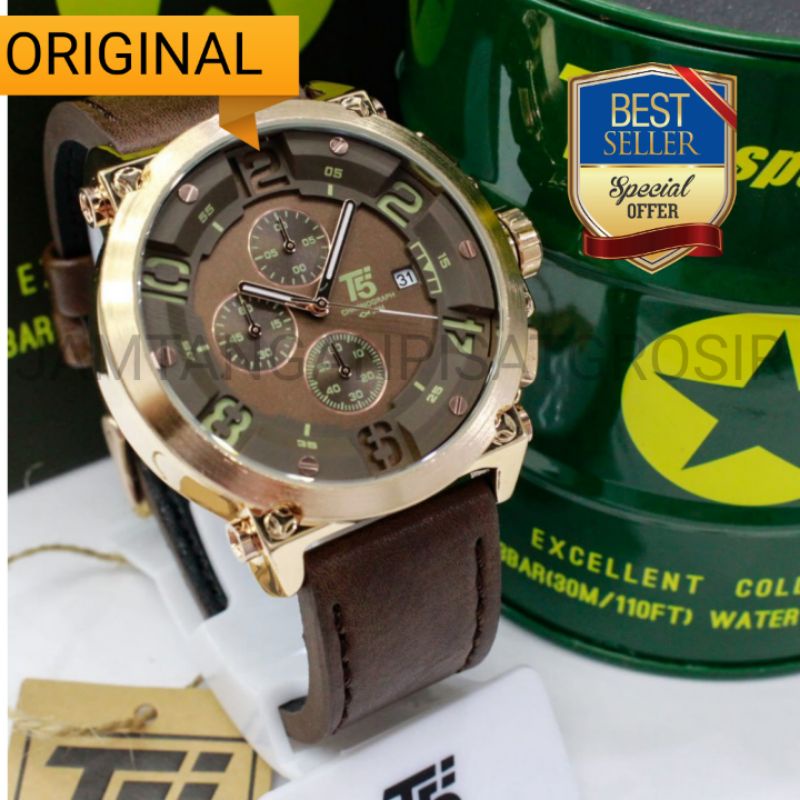 termurah Jam Tangan Pria Analog T5 H3434 H 3434 Original Leather Watch water berenang terbaru terlar