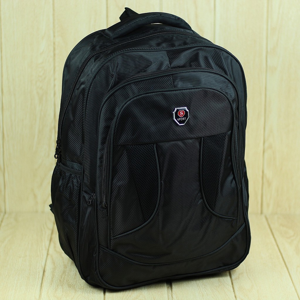 Tas Ransel Hitam Sport Back Pack Cowok Pria Sekolah Kuliah Kerja Keren Tebal Kuat Berkualitas