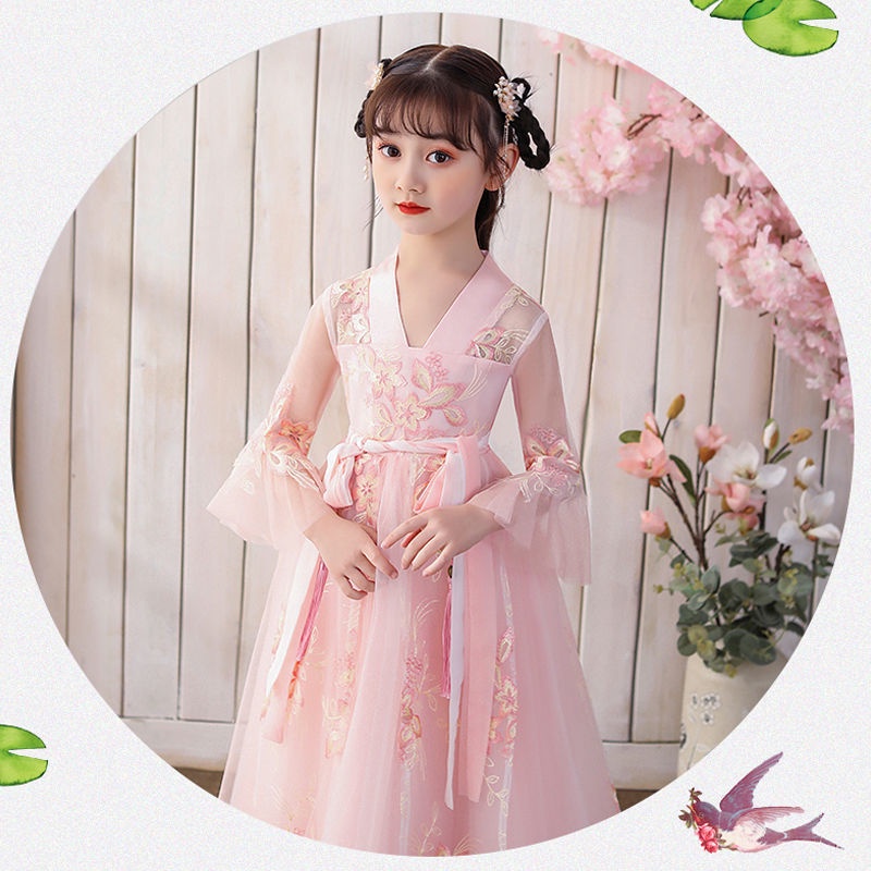 Hanfu girl Sakura princess skirt rugu clothes children's Chinese style dress student Hanfu fairy ski