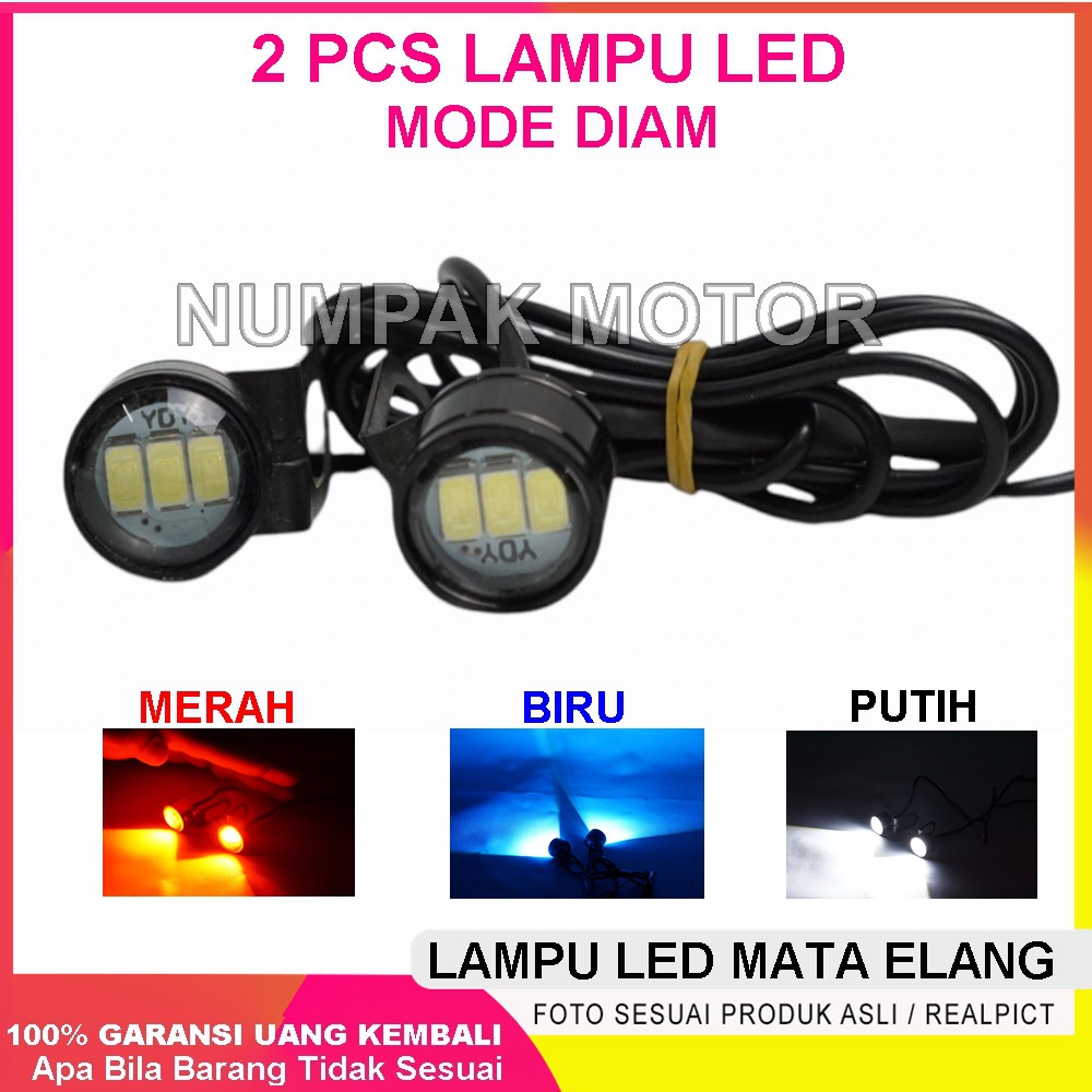 2 PCS Lampu LED Mata Elang Eagle Eyes 12 Volt Mode Diam Super Terang-Variasi Warna