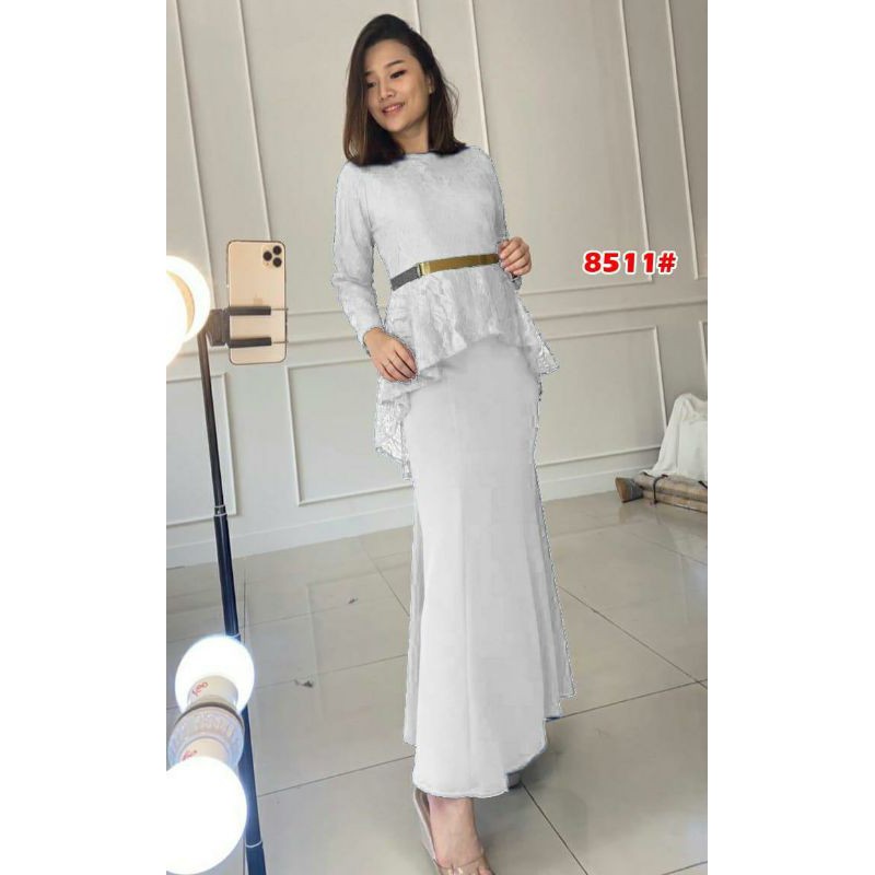 8511# longdress fashion ekor pesta/+FREE BELT BESI