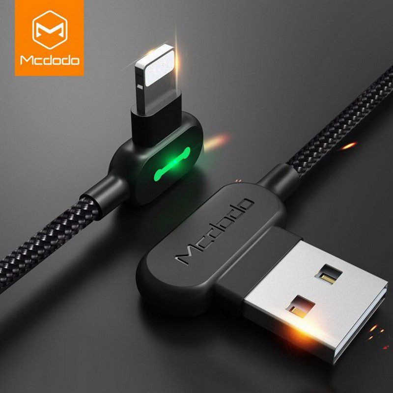 Lightning Cable MCDODO Gaming Led 90 Fast Charging 2A 1.2 Meter Kabel Charger CA-4671