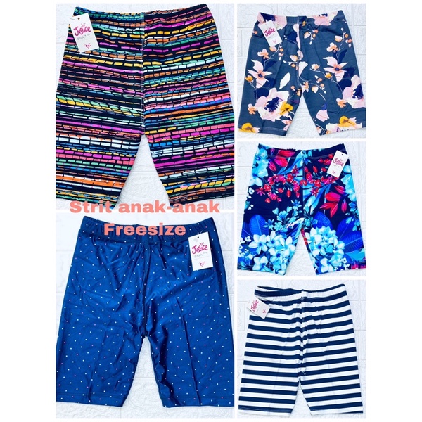 Celana Short | Strit Anak-Anak Motif Bahan Strit Licin / Jersey