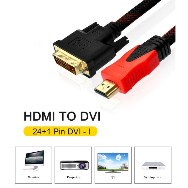 Kabel DVI To HDMI 1.5m Gold Plate DVI-D Pin 24+1 Hight Quality