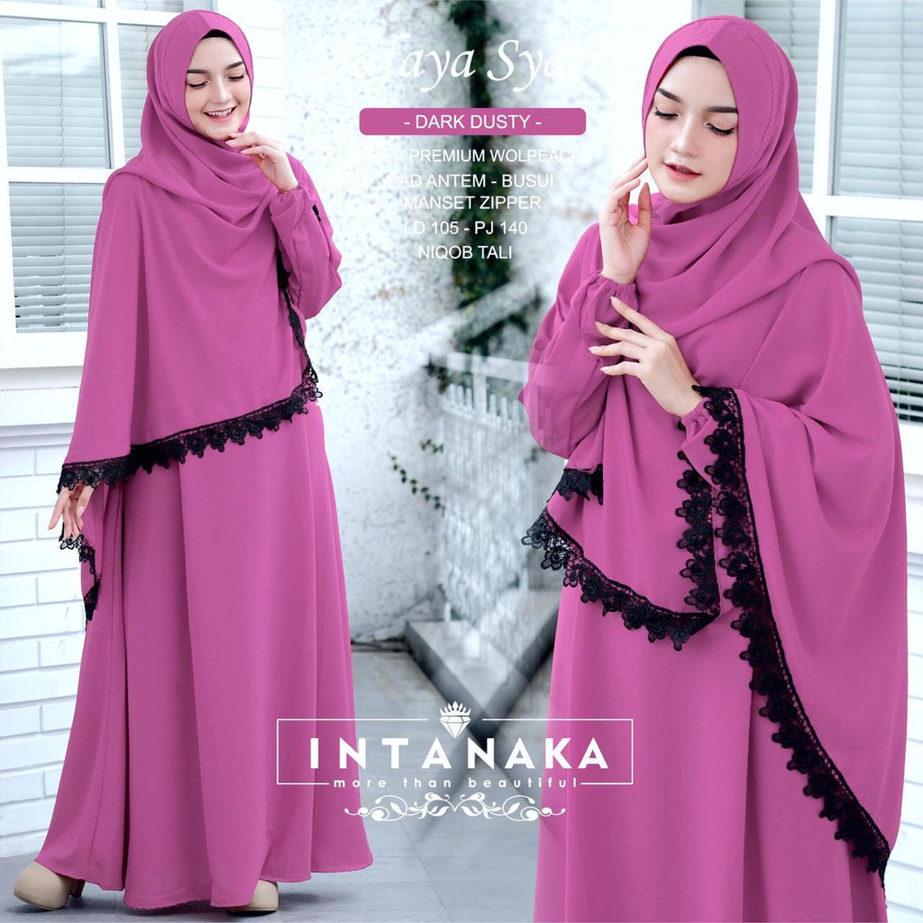 Safaya - Baju Gamis Syari Wanita Set Jilbab Cadar Busui Dress Pesta Cewek Perempuan (COD) Pet Antem