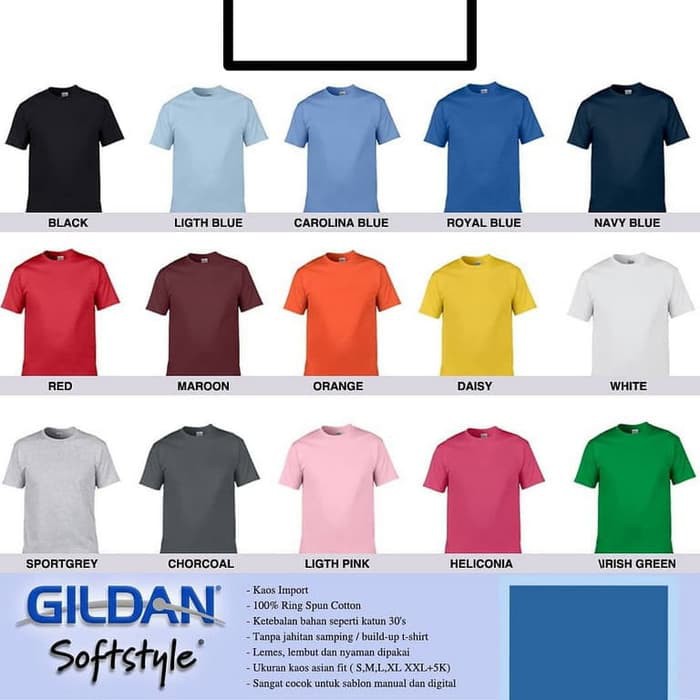 KAOS POLOS GILDAN SOFTSTYLE 63000 ORIGINAL