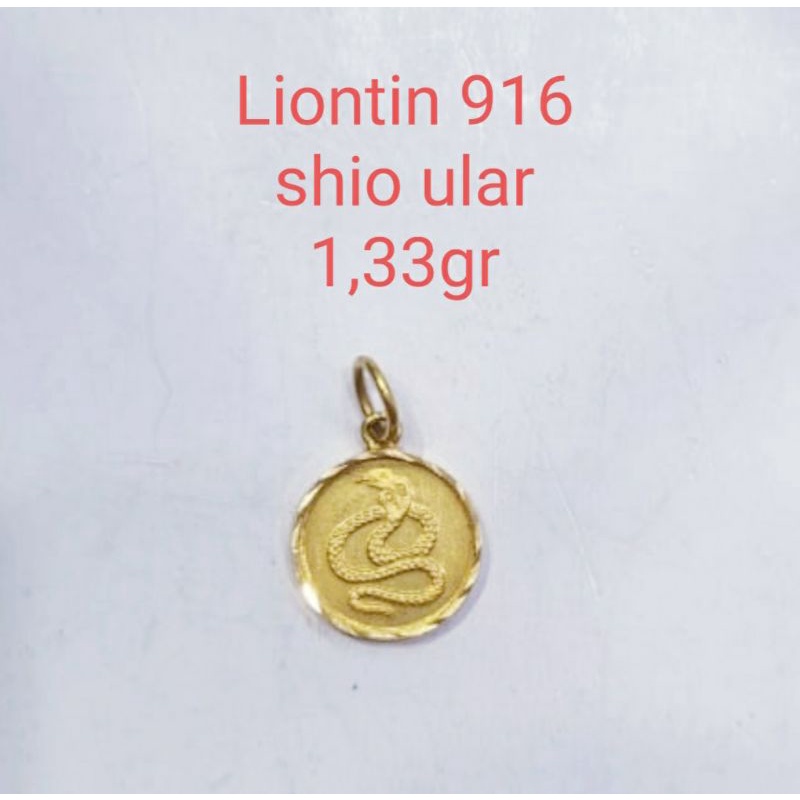 Liontin shio ular emas singapore 916