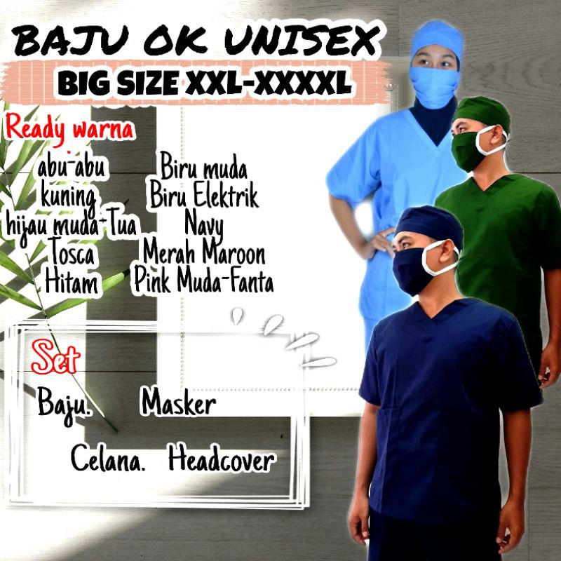 BIG SIZE / UKURAN BESAR JUMBO BAJU OK/BAJU OKA/ SCRUB MEDIS PERAWAT DOKTER TENAGA MEDIS