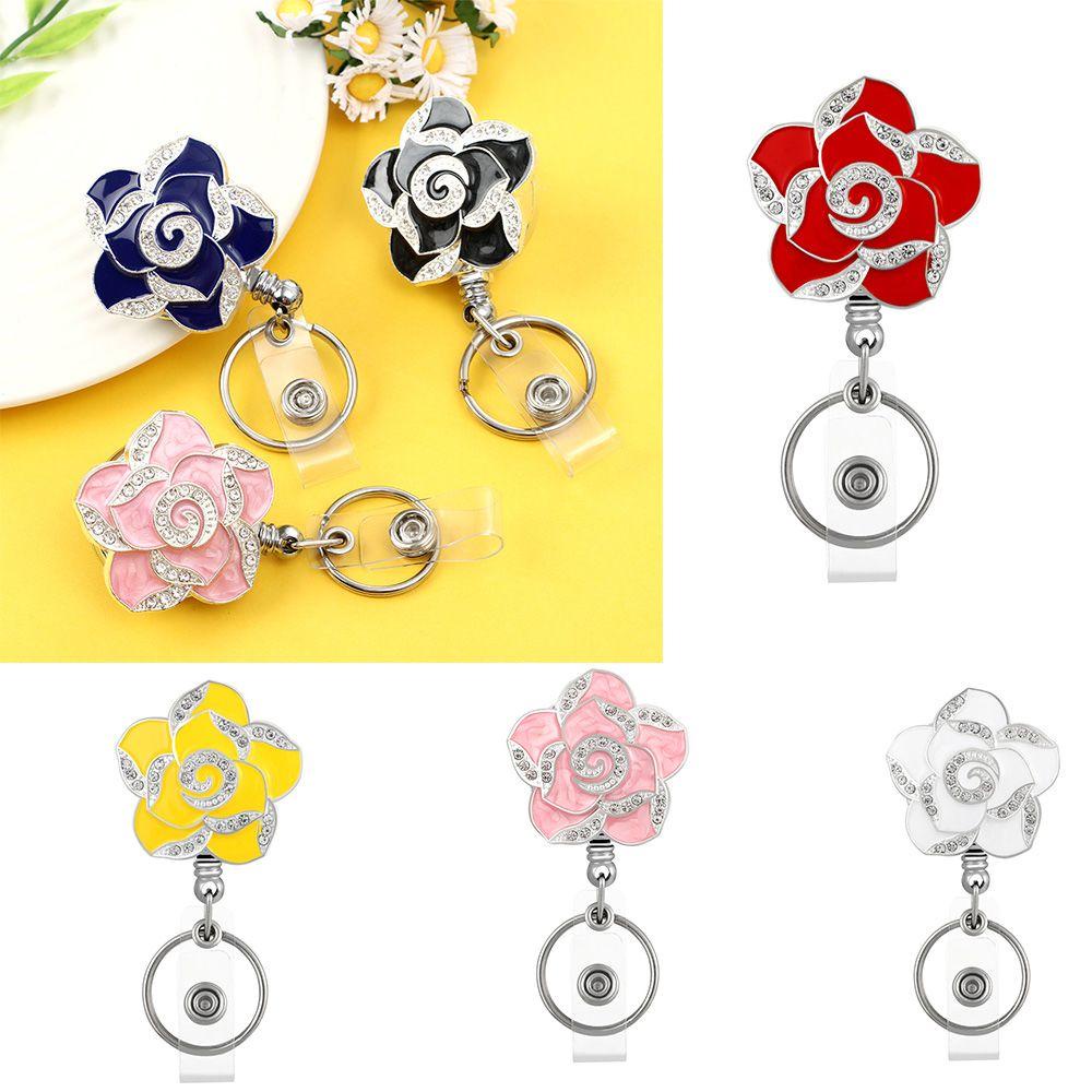 R-flower Camellia Badge Holder Outdoor Gulungan Rotasi 360derajat Dapat Disesuaikan