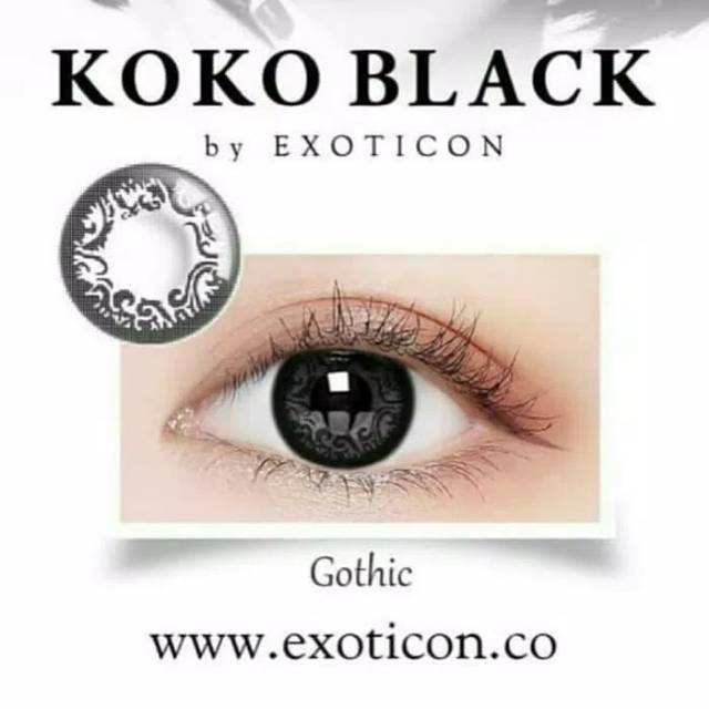 koko black softlens warna hitam by exoticon baby eyes