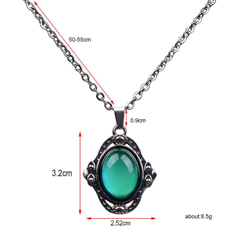 SIY  1 Set Necklace + Ring Vintage Stone Temperature Sensing Mood Emotion Change Color Unique Personality Creative Women Men Charms Jewelry Gifts Retro Antique Fashion Pendant