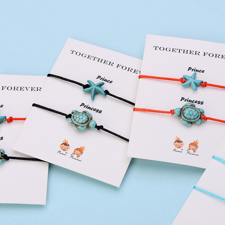 2Pcs/Set Gelang Wish Together Forever Red Thread Turtle Paired