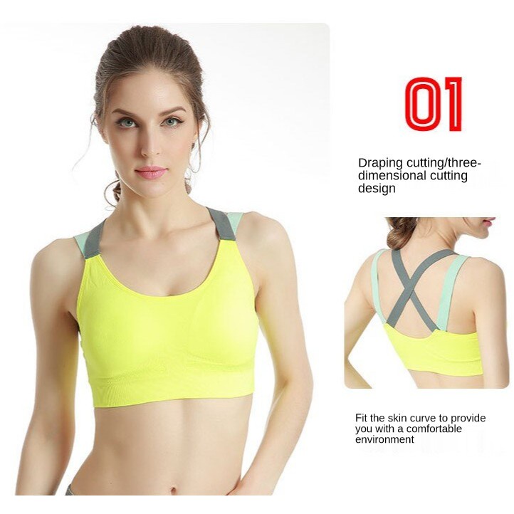 Sport bra wanita cross beauty back vest type gym bra seamless 2082