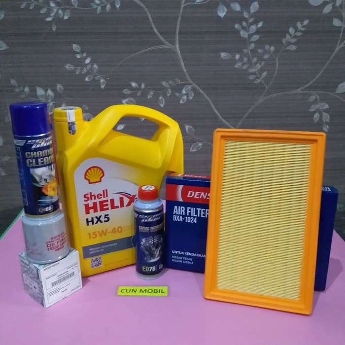 Paket oli mesin Shell HX5 15W-40 Nissan Xtrail Serena 5 item SUNMOBIL
