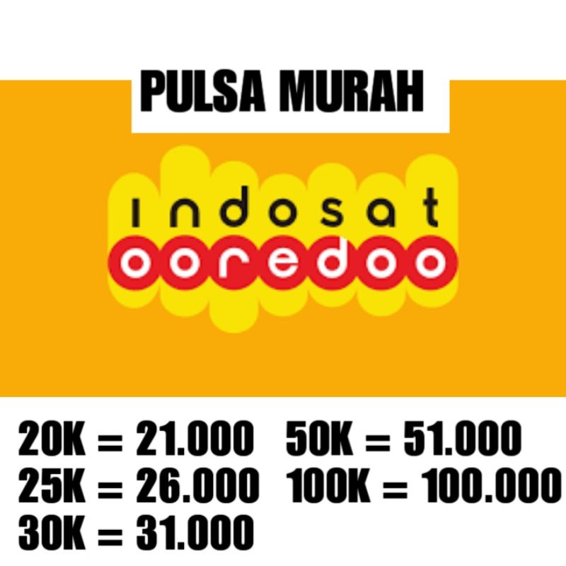 Pulsa Indosat 20 25 30 50 100 ribu 20000 25000 30000 50000 100000 Im3 Mentari