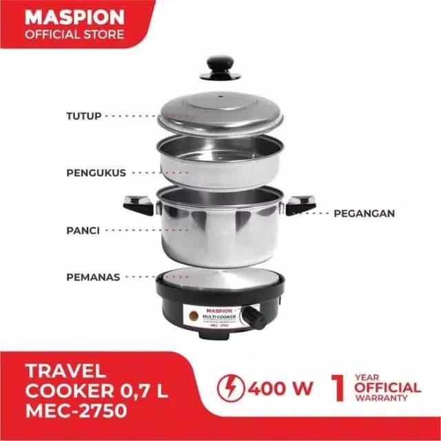 Maspion Multi Cooker 0.75L Panci Listrik Serbaguna MEC2750 400Watt