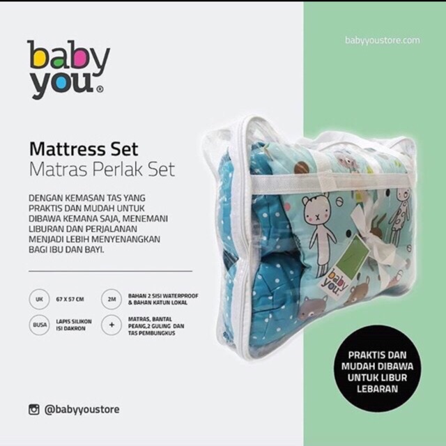 Perlengkapan Tidur Bayi / Set Alas Tidur + Bantal Guling / Perlak Set / Kasur Bayi - Baby You