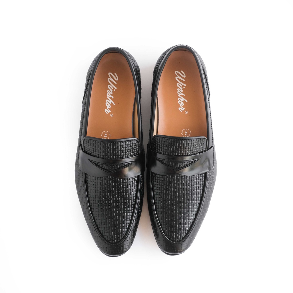 Sepatu Slip on pria - Winshor - Grande - Black - Mat edition