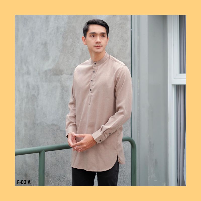 Baju Koko Kurta Pakistan Pria Lengan Panjang Kurta Polos Cream Kemeja Koko Kurta Cowok