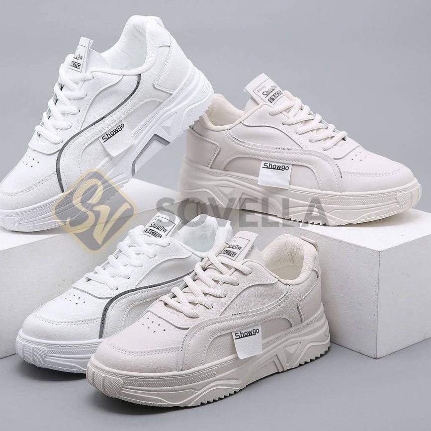 ☺ SOVELLA Jovanka Sepatu Sneakers Olahraga Sport Kets Cewek Putih Simple Polos Terbaru Import ☃