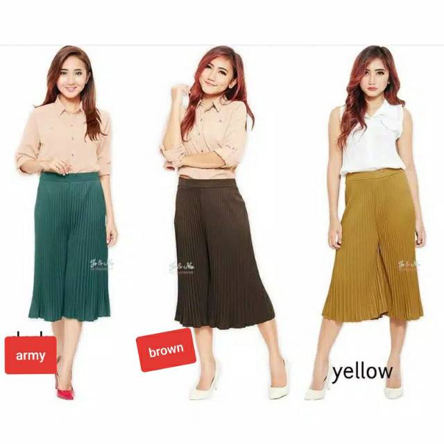 plisket pendek.rok N kulot.dewasa.bahan hyged melar