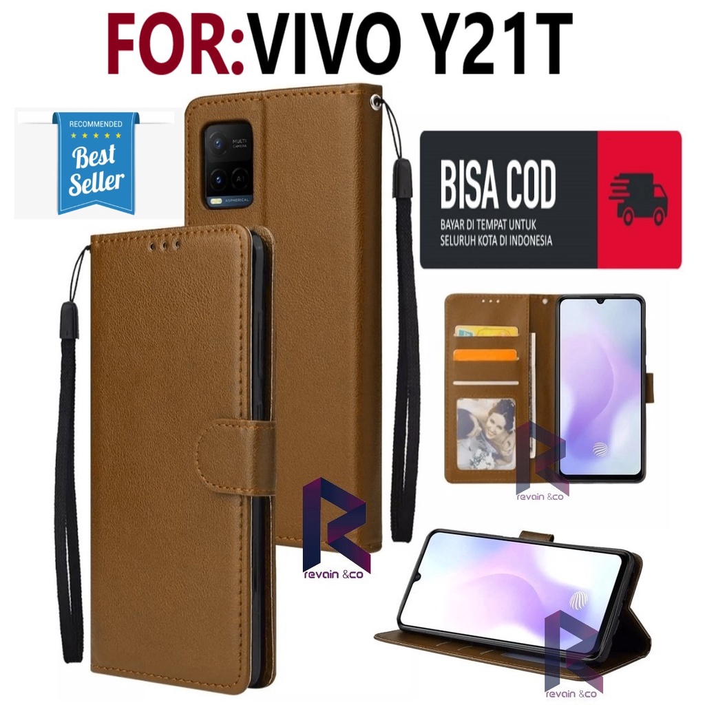 NEW VIVO Y21T CASE FLIP WALLET LEATHER KULIT PREMIUM SARUNG BUKA TUTUP FLIP CASE VIVO Y21T