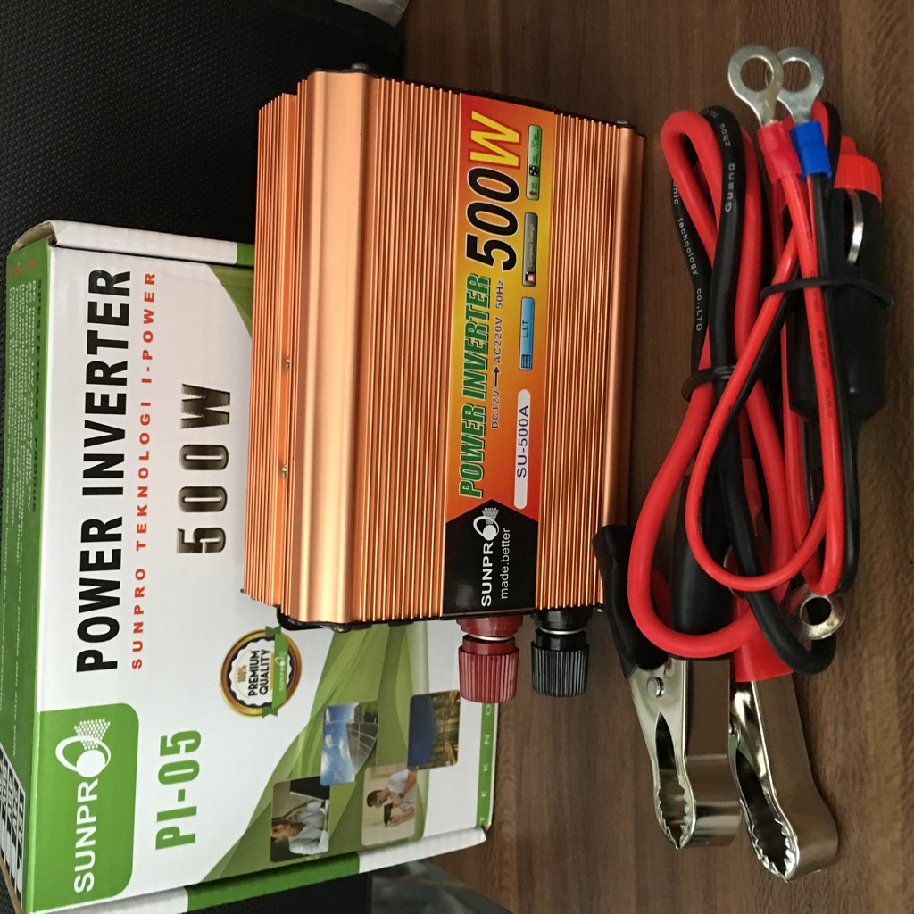 POWER INVERTER  DC ke AC Aki ke Listrik Serbaguna Daya Besaar 500W merk Sunpro PI03