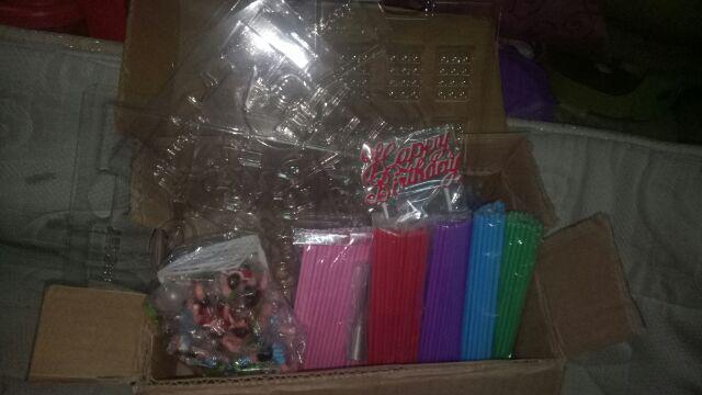 Stick Coklat Loly Plastik Warna Biru /set