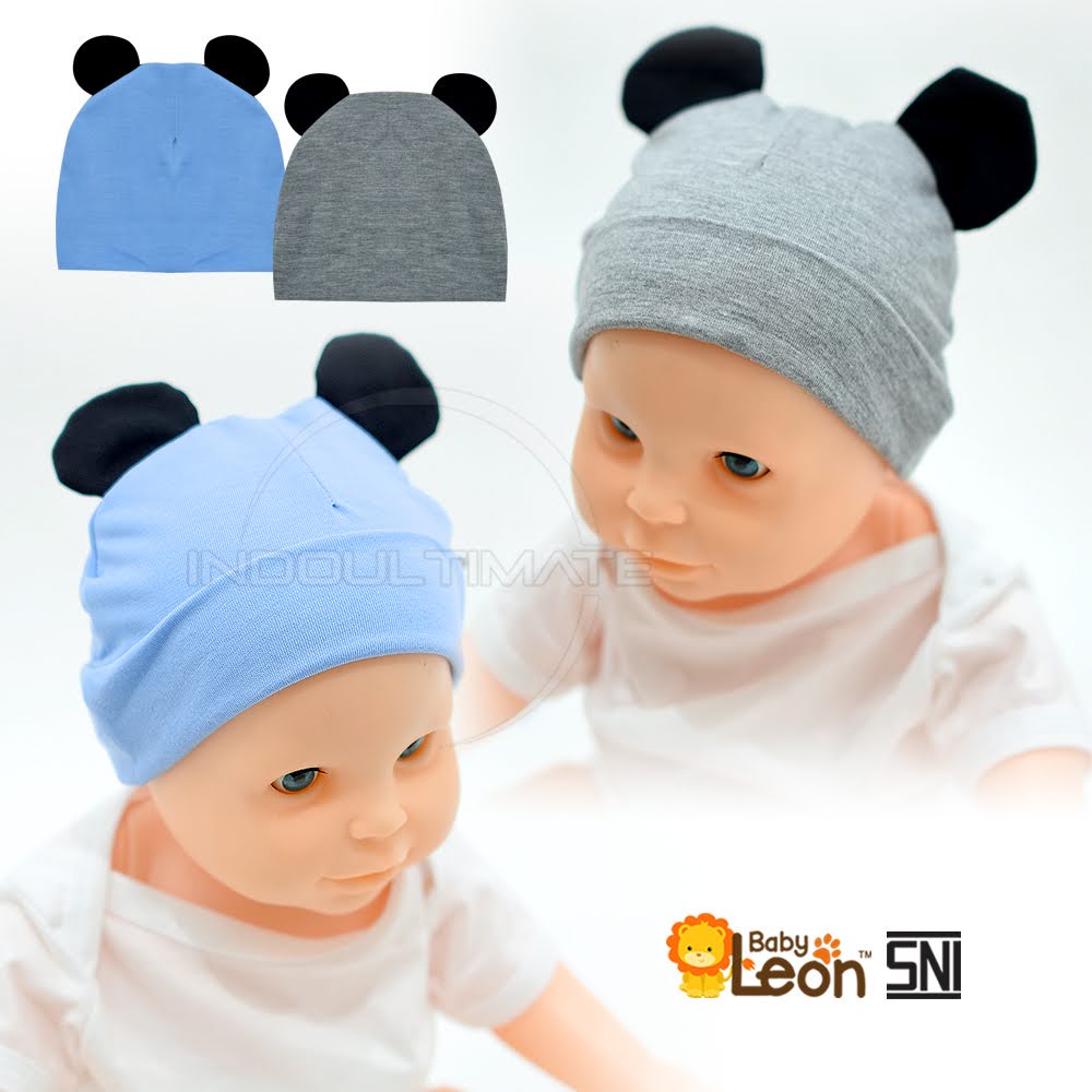 Topi Kupluk Bayi Model Telinga Kelinci BABY LEON Topi Anak Pelindung Kepala Polos Unisex BH-092 Topi Polos Katun